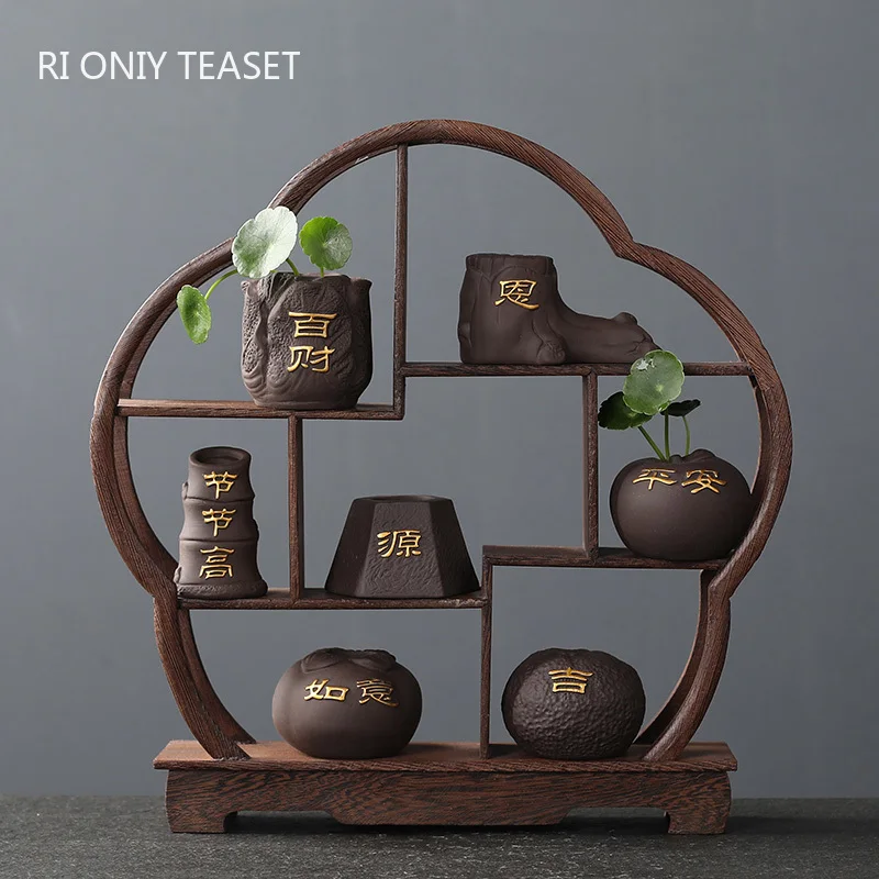 Bonsai Garden Pot - Креативный фиолетовый глиняный чайный мини-цветочный горшок