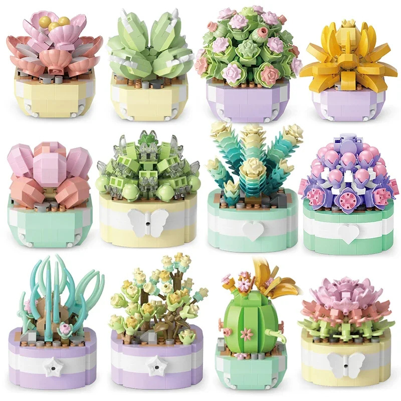 Bonsai Garden Pot - Цветочные суккуленты, строительные блоки, кактус, Гипсофила,
