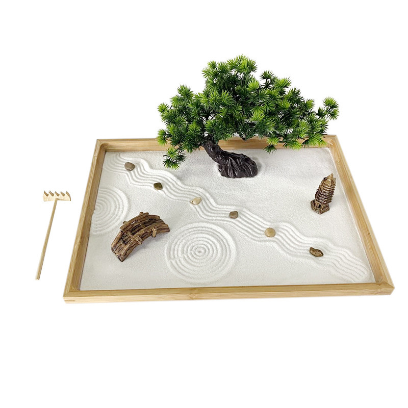 Bonsai Zen Garden Kit - Японский дзен-сад для стола с белым